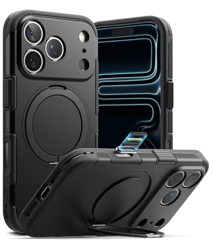 Image of Ringke Alles for iPhone 17 Pro Case Back Cover [Strong Magnet] [Built-in Kickstand] Shockproof Protection Bumper with Adjustable Angle Stand Compatible with Magnetic Accessories - Black