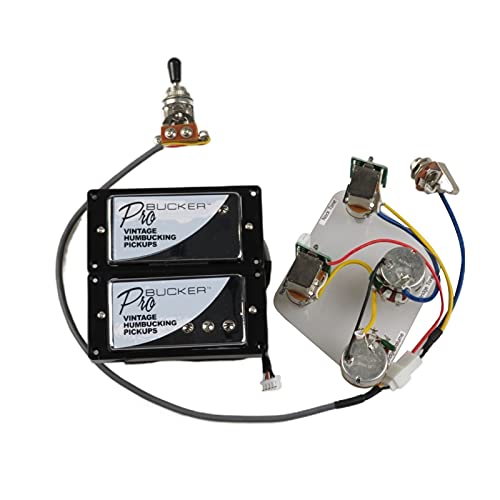 プロバッカーアルニコ5ハムバッカーブリッジ&ネックピックアップエピフォンエレキギターパーツ用プロプッシュ/プル配線ハーネス (クロームBkフレーム)
