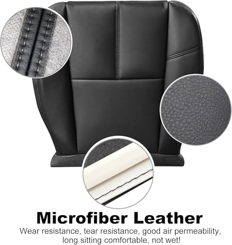 GXARTS Driver and Passenger Side Bottom and Top Lean Back Replacement Leather Seat Cover and Driver Foam Cushion Pad Black fit for Chevy Tahoe Suburban Avalanche Silverado GMC Yukon Sierra 2007-2014