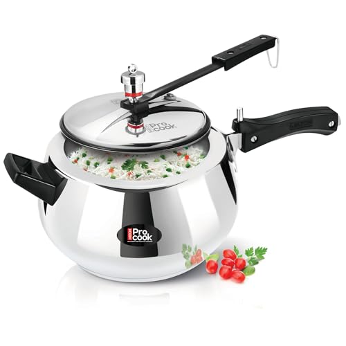 Image of Milton Pro Cook 3-Layer Thick Triply Bottom I Induction Cookware & Gas Stove Friendly Stainless Steel Pressure Cooker 5 Litre | Inner Lid | Safety Valve with Gasket Release System | 5 Years Warranty