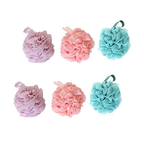 CLISPEED 6Pcs Bath Ball for Adults Soft Bubble Maker Pink of Each for Exfoliating Cleansing Skin with Shower Gel Soap