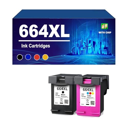 KLXFJ 664XL 664 Combo De Cartuchos De Tinta Compatibles con Impresoras para HP DeskJet Lnk Advantage 2675 2676 2677 DeskJet 2678 1115 2135 2135 De Alta Capacidad,4 Color-1 Set