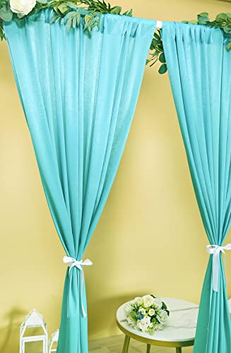 Sherway 2 Panels 4.8 Feet X 10 Feet Aqua Thick Satin Wedding Backdrop Drapes, Non-Transparent Turquoise Window Curtains For Party Ceremony Stage Decoration #TOP4
