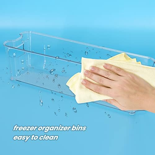 Jcevium Refrigerator Bins Set of 6 Organizers Food Bins with Handle Clear Containers for Refrigerator, Kitchen, Pantry, Cabinets and Countertops 14.6"x4.1"x3.9" / 37.2x10.5x10cm