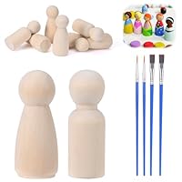 Szaboviktoria 20 Stück Holzfiguren Zum Bemalen 53mm Mit Bürste, Holzkegel Zum Basteln, Spielfiguren Holz Unvollendete, Für DIY Geburtstag Hochzeit Dekoration Bemalen