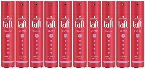 10x Schwarzkopf Taft Haarlack Glanz Haltegrad 5 Haarstyling, Haarspray für alle Haartypen, strahlender Glanz und Gloss Finish, vegane Formel* 250ml (10er Pack)
