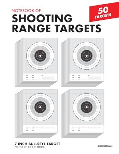 Notebook of Shooting Range Targets - 7 Inch Bullseye With MOA Measurements Grid: 50 Shooting Range Targets for Handguns, Pistols, Rifles - Ideal for Indoor and Outdoor Ranges