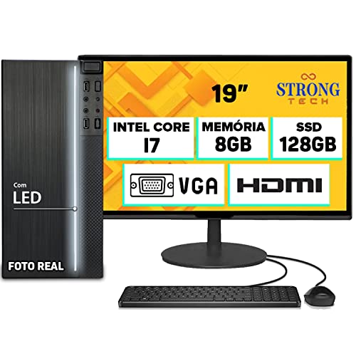 Computador Completo Intel Core i7 8GB SSD 128GB Monitor 19