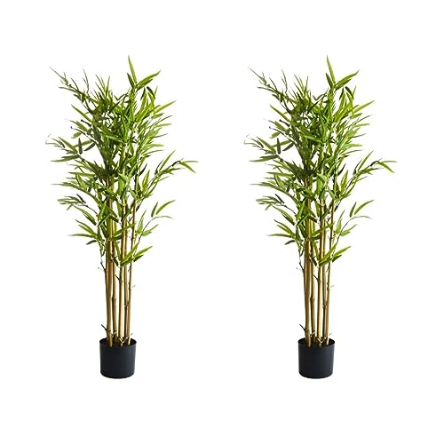 Valyria Home | Set de 2 Plantas Artificiales de Bambú 120 cm – Árboles Decorativos Realistas con Protección UV – Ideal para Interior y Exterior – Bambú Artificial para Hogar y Oficina