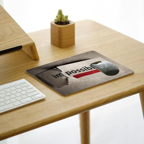 Image of Impossible to Possible Motivational Mouse Pad 9 x 7.5 Inch, 3mm Thick Non-Slip Rubber Base Mouse Pad, Inspirational Desk Accessory for Office, Home & Study