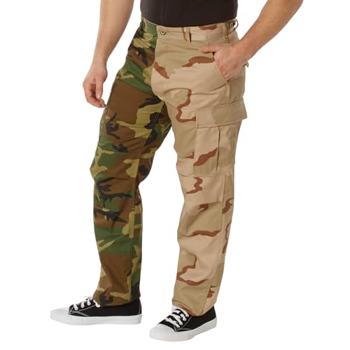 Rothco Two-Tone Camo Tactical BDU Pants - Rugged Outdoor Hiking Camping Cargos (US, Alpha, Medium, Regular, Regular, Woodland/Tri-Color Camo)