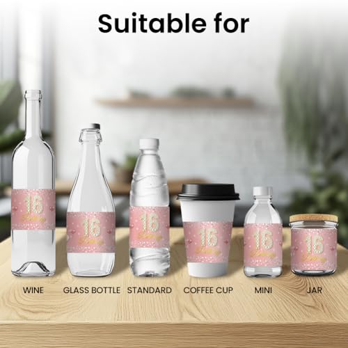 Étiquette bouteille d'eau pour anniversaire 16 ans chic - 5