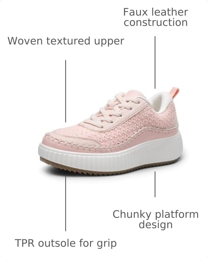 Image of DREAM PAIRS Women Chunky City Tweed Comfortable Casual Platform Fashion Sneaker