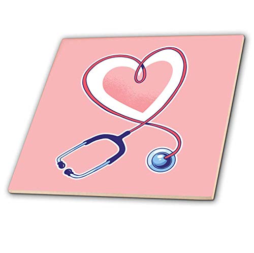 6 Inch Ceramic Tile - Stethoscope Heart Digital Art