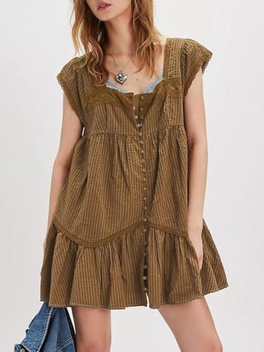 Women Y2k Floral Ruffle Mini Dress Boho V Neck Puff Sleeve Short Dress Flowy Patchwork Babydoll Dresses4