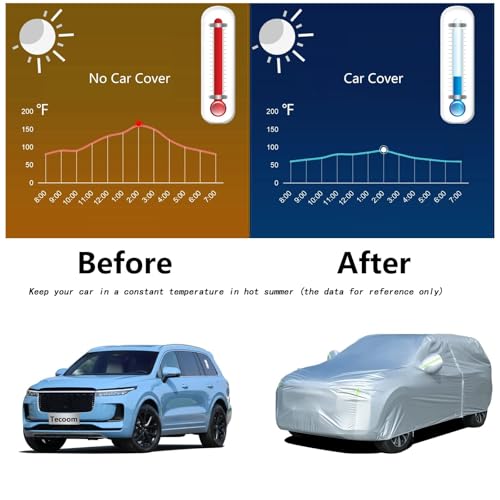 Image of Tecoom Light Shell SUV Cover Waterproof UV-Proof Windproof, All Weather Indoor Outdoor with Zipper Design, Fit 206-215 Inches Full-Size SUV
