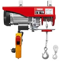 TEENO Elektrischer Flaschenzug, 1200 W, Überlastung, elektrische Seilwinde, 220 V, einfache und doppelte Aufhängung, 300 kg/600 kg, 6 m/min | 12 m/min, Rot (300 kg/600 kg)