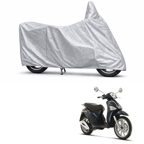 Image of 100% Waterproof Two Wheeler Body Cover Multi Layered Fabric Designed for Vespa Liberty 3V | Belt Buckle Lock | Silver Mag
