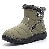 CAGAYA Damen Stiefel Outdoor Winterstiefel Schneestiefel Flache Warme Boots Winter Stiefeletten Schuhe Damenschuhe Arbeitsschuhe 36-43 (Grün-1594, numeric_40)