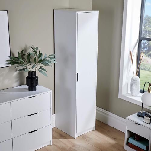 Home Source Phoenix Wardrobe with 1 Door | 180cm Tall White| Hanging Rail & Storage Shelf | Contemporary Bedroom Furniture | 40D x 48W x 180H cm - Image 3