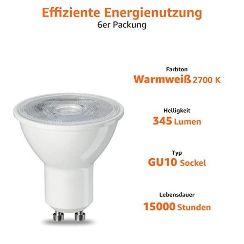 LED-GU10 Dimmbar Amazon Basics LED-Leuchtmittel 4.7 W Warmweiß 6 Stück