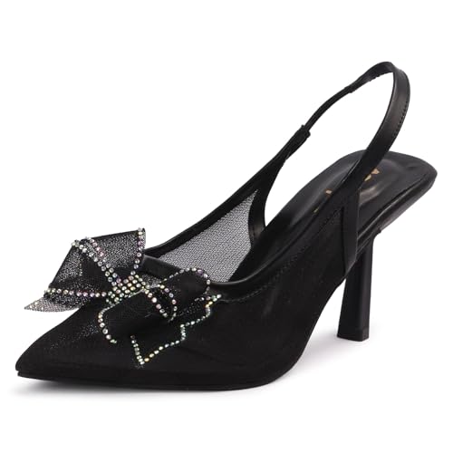 Vendoz Women’s Kitten Heel Slingback Heel | Pointed Toe Pumps Mes...