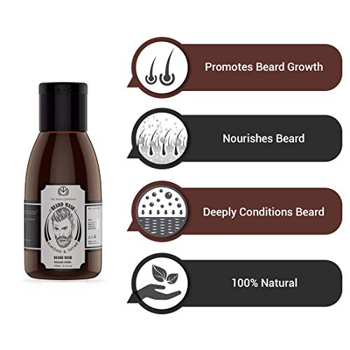Image of The Man Company Beard Wash for Men- 100ml | Active Cleansing with Almond & Thyme Essential Oils | Natural Ingredients | Softens Beard & Adds Shine