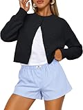 Trendy Queen Cropped Cardigan Sweaters for Women Lightweight Crop Knit Y2k Fall Outfits Fashion Clothes 2025 Black S