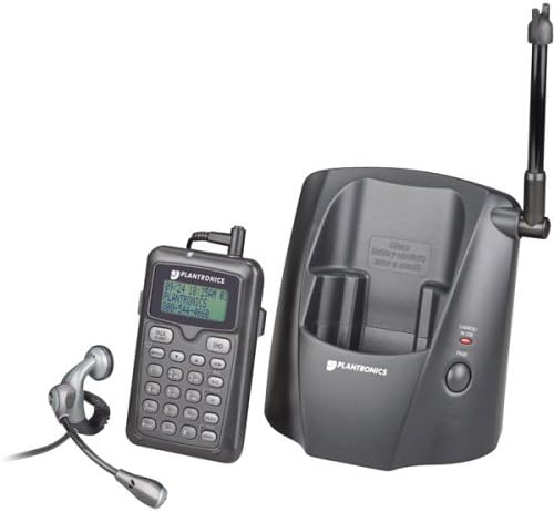 Close-up of the Plantronics CT11 remote dialing pad with the MX150 headset attached.