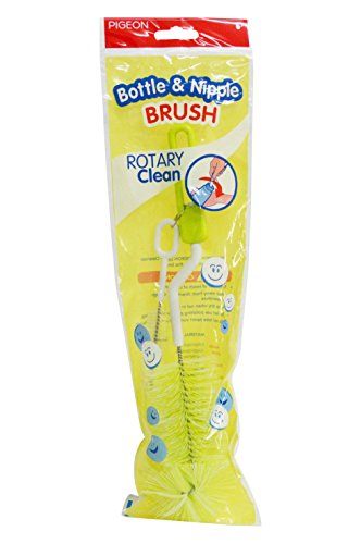 Image of Pigeon Nylon Bottle & Nipple Brush Green Purple | Baby Bottle Cleaner