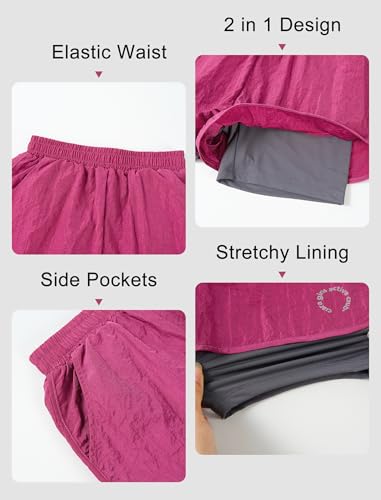 Rolanko Girls 2 in 1 Athletic Shorts Quick Dry Running Sports Active Shorts with Pockets for Kids 5-11 Y4