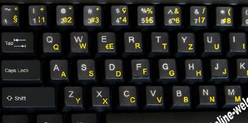Stickers para teclado con letras amarillas fondo transparente miniatura 2