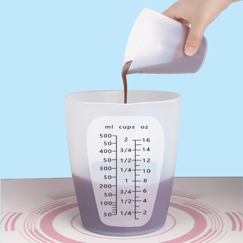 Juego de 5 vasos medidores de silicona 500 y 100ml miniatura 5