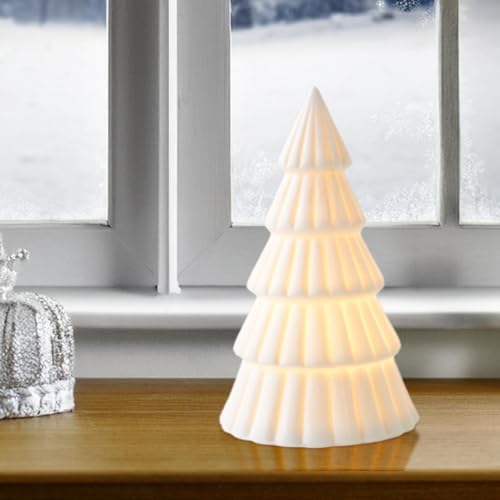 Árbol de Navidad de cerámica iluminado para decorar mesas y encimeras 7