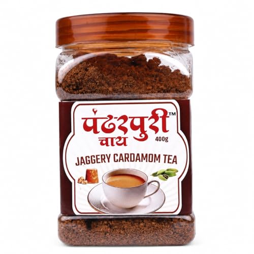 Image of Pandharpuri Chay Jaggery Cardamom Tea Premix | 400gm | Natural Elaichi Instant Chai | Assam Tea Blend with Pure Jaggery | No Added Sugar or Preservatives