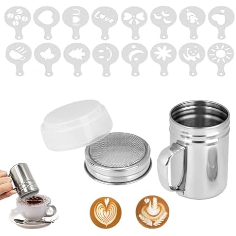 HZYUEKUN Stainless Steel Powder Sifter with Stencils Cover