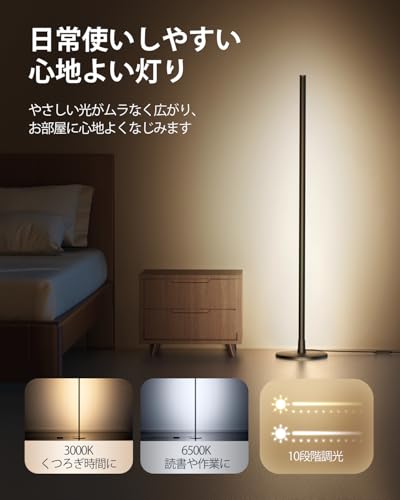 【2026新登場】Hoxhyon RGBIC フロアライト おしゃれ LED 間接照明 スタンドライト フロアランプ コーナーライト 横置き対応