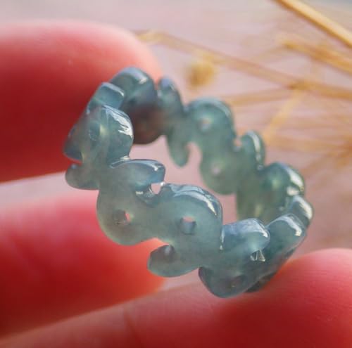Certified Blue Water A JADE Jadeite $ Money RING USA. 6.75 戒指 690831 AS2
