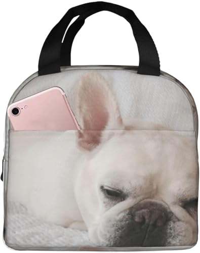 フレンチブルドッグ 犬柄 (3) ランチバック 保温 保冷 弁当バッグ コンパクト 持ち運び便利 小物用手さげ ミニトート 通勤 通校 旅行