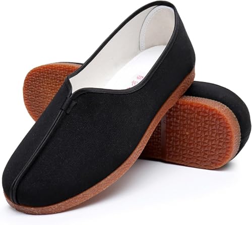Unisex Old Beijing Canvas Martial Arts Shoes, Traditional Chinese Slip-On Footwear with Non-Slip Rubber Sole, Lightweight and Breathable (3 40)