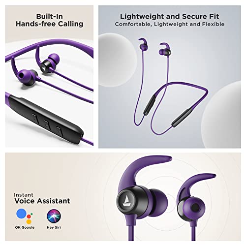 Image of Boat Rockerz 255 Neo in-Ear Bluetooth Neckband with Mic with ENx Tech, Smart Magnetic Buds, ASAP Charge, Upto 25 Hours Playback, 12MM Drivers, Beast Mode, Dual Pairing (Purple Haze)