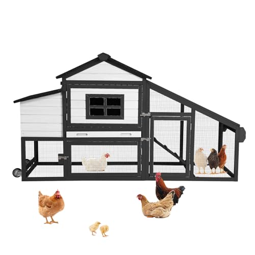 Aivituvin 67" Large Chicken Coop with Wheels, Wooden Outdoor Hen