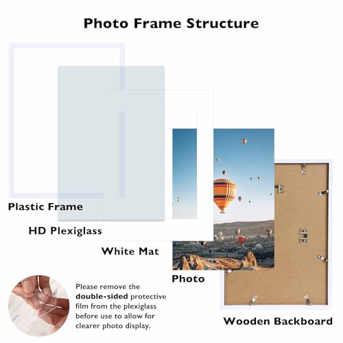 Image of JCJMY 11.7x16.5 A3 Picture Frame White with 8.3x11.7 A4 Mat, Display Photo 8.3x11.7 with Mat or 11.7 x 16.5 Without Mat, Wall Hanging Large Frame with Plexiglass, White