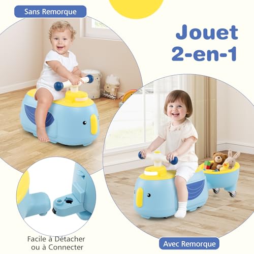 Porteur enfant 12 mois et plus avec remorque, cadeau bébé idéal - 2