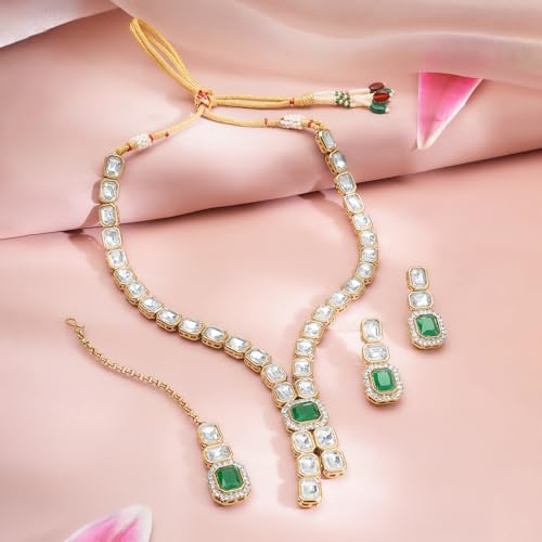 Image of Rubans Kundan Necklace Set Traditional Jewellery Gift for Women & Girls