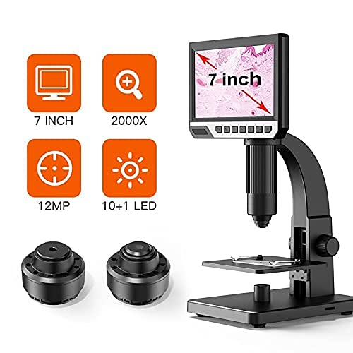 LCD mikroskop cyfrowy 7 cali 12 Mp HD 2000X 10+1 LED nifikacja
