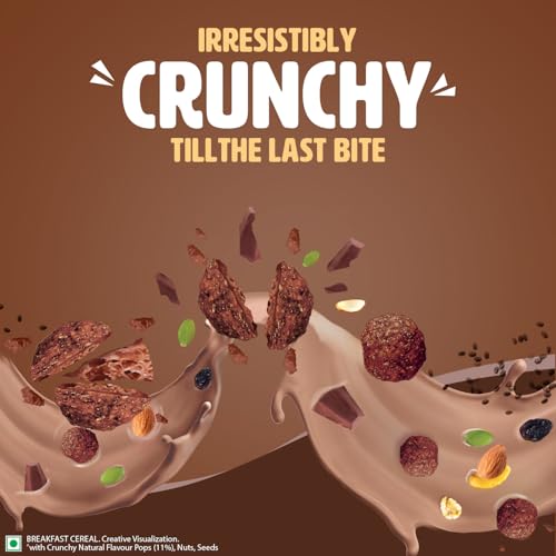 Image of Saffola Muesli Choco Crunch with Flavour Pops, 400 gm /450 gm | 15 in 1 Fruit and Nuts, Seeds, Millet & more | Cereals for breakfast with wholegrain, protein, fibre (Pack of 3)
