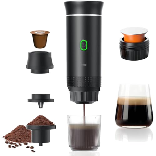 JORPETS Portable Electric Espresso Machine,3-in-1 Portable Coffee Maker with Self-Heating,USB-C Charger port,Coffee Maker With Ground Coffee & NS Capsule for RV, Camping, Hiking, Office