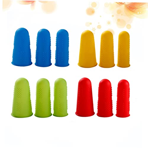 BCOATH Silicon Fingertip Protectors 12pcs Set Skid-Proof Finger Covers for Cooking Cleaning Hot Food Handling