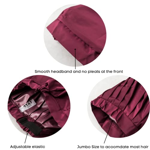 Ttat Shower Cap Extra Large For Men & Women With Braids, Dreadlocks, Locs, Afro, Coily, And Long Hair, Waterproof, Washable, Reusable & Adjustable, Great For Home, Spa, Conditioning, Self Care, Hotel & Salon (Maroon) #TOP4
